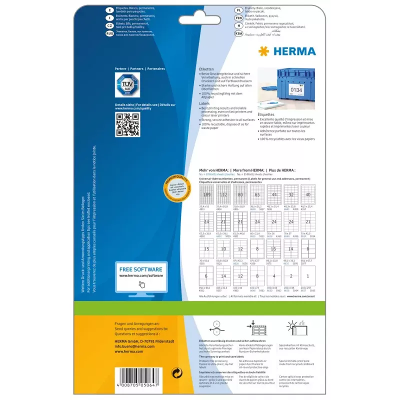Lipnių etikečių lapai HERMA Labels Premium A4 5064