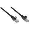 Intellinet tinklo jungiamasis kabelis, Cat5e, 0,25 m, juodas, CCA, U/UTP, PVC, RJ45, paauksuoti kontaktai, apsaugotas nuo užsikabinimo, su gaubtu, viso gyvenimo garantija