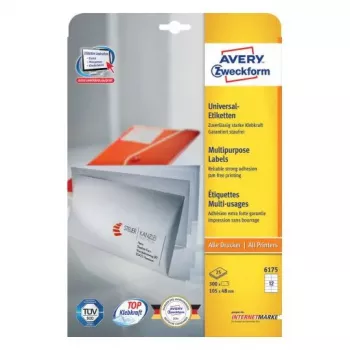 Lipnūs stačiakampiai etiketės Avery Zweckform 6175 – nuolatiniai balti, 300 vnt.