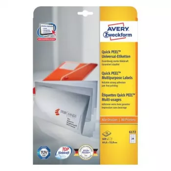 Lipnios etiketės Avery Zweckform 6172 – Stačiakampės, nuolatinis lipnus sluoksnis, baltos, 600 vnt.