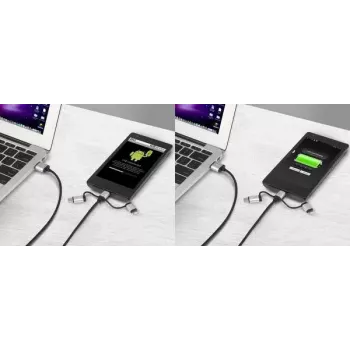 USB laidas Renkforce RF-4600467 0,5 m USB-A / USB-C / Micro-USB B / Lightning pilkas