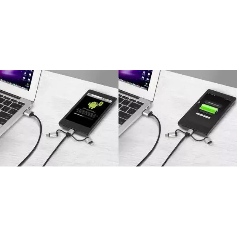 USB laidas Renkforce RF-4600467 0,5 m USB-A / USB-C / Micro-USB B / Lightning pilkas