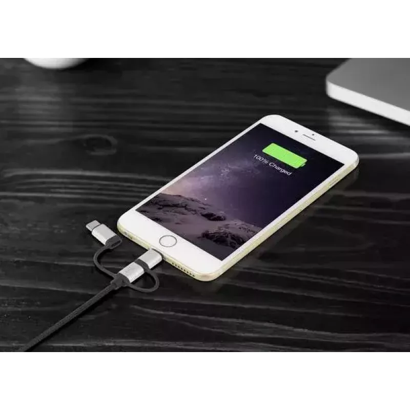USB laidas Renkforce RF-4600467 0,5 m USB-A / USB-C / Micro-USB B / Lightning pilkas