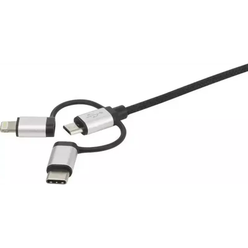 USB laidas Renkforce RF-4600467 0,5 m USB-A / USB-C / Micro-USB B / Lightning pilkas