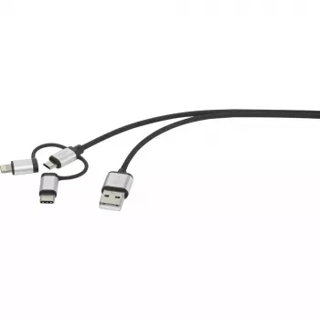 USB laidas Renkforce RF-4600467 0,5 m USB-A / USB-C / Micro-USB B / Lightning pilkas