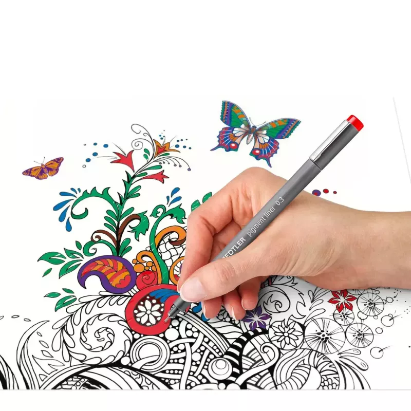 Finelineris Staedtler Pigment Liner 30803-SSB6 mėlyna, ruda, žalia, oranžinė, raudona, violetinė