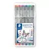 Finelineris Staedtler Pigment Liner 30803-SSB6 mėlyna, ruda, žalia, oranžinė, raudona, violetinė