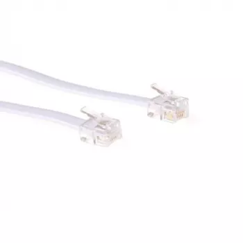 ACT White 2 metrų plokščias telefono kabelis su RJ12 jungtimis