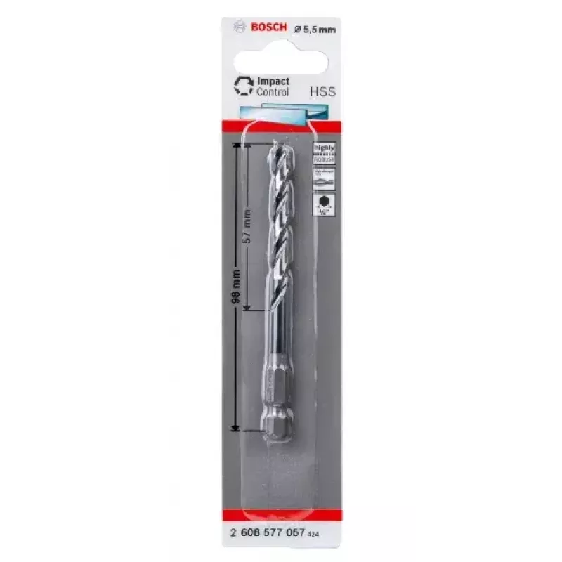 Gręžtuvas Bosch HSS su šešiabriaune mova 5,5 mm