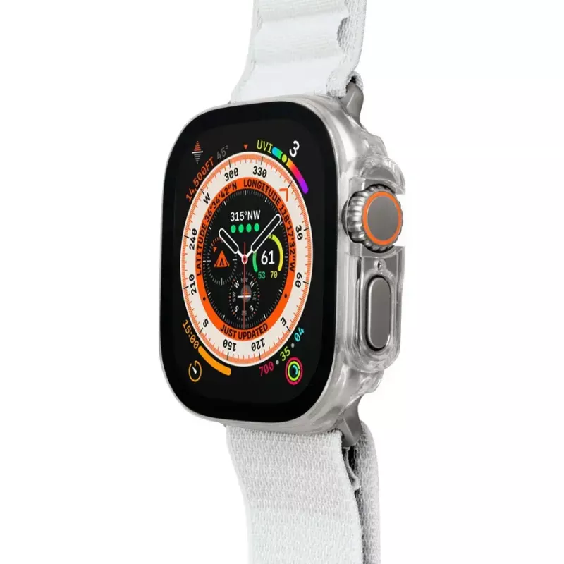 Apsauginis dėklas LAUT Shield Apple Watch 40–41 mm – skaidrus stiklas ir polikarbonatas
