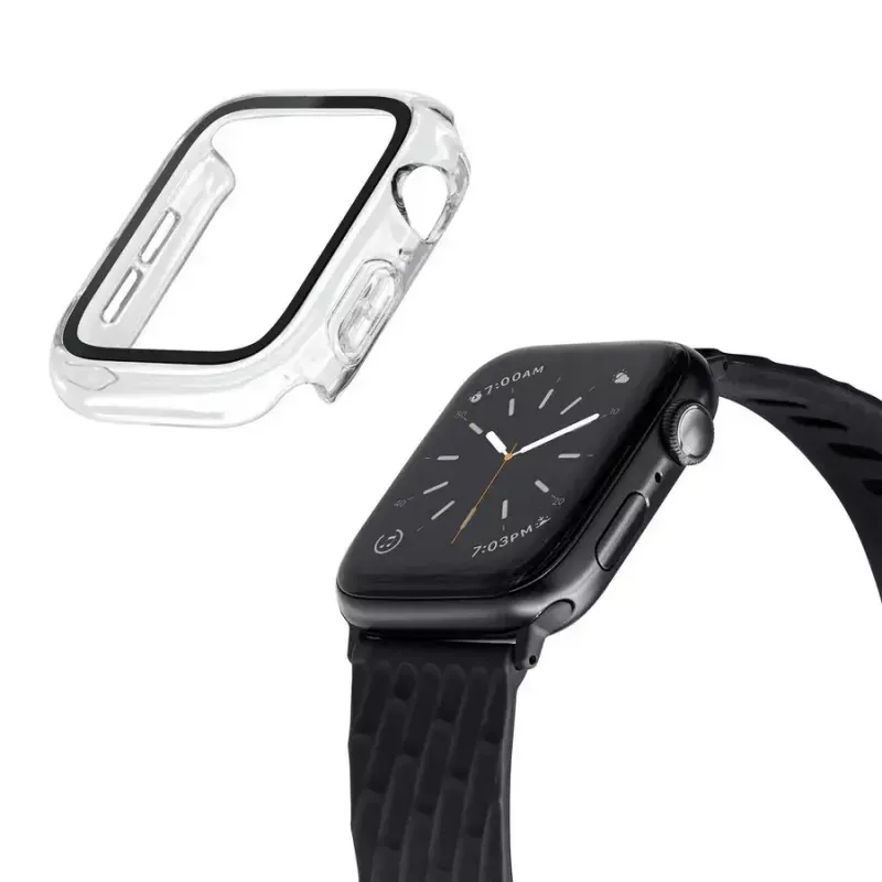 Apsauginis dėklas LAUT Shield Apple Watch 40–41 mm – skaidrus stiklas ir polikarbonatas