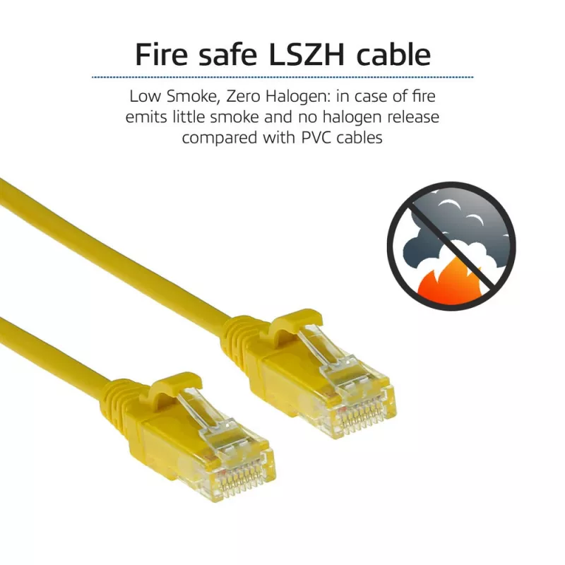 ACT Yellow 7 m LSZH U/UTP CAT6 duomenų centro plonas pataisinis kabelis su RJ45 jungtimis