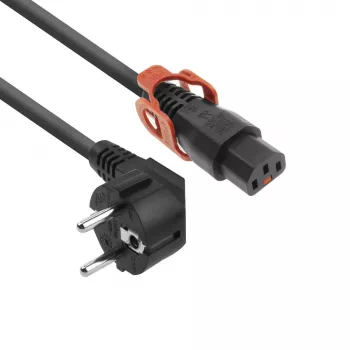 ACT Powercord CEE 7/7 kištukas (kampu) - C13 IEC Lock juodas 1 m, EL341S