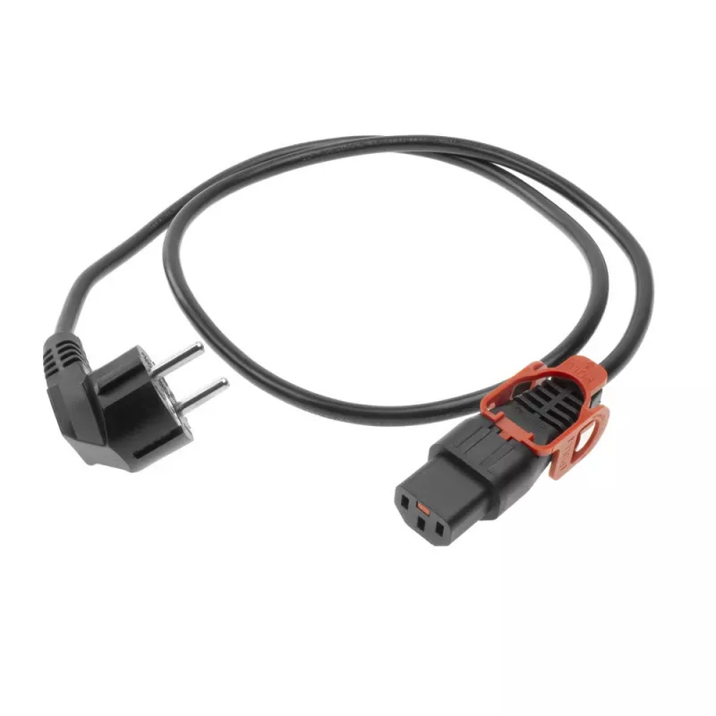 ACT Powercord CEE 7/7 kištukas (kampu) - C13 IEC Lock juodas 1 m, EL341S