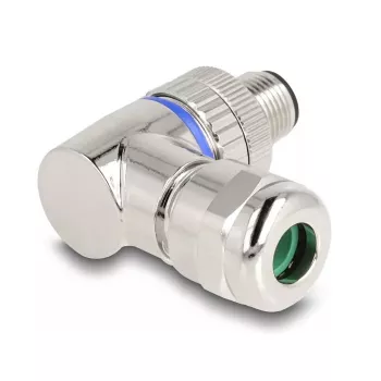 DeLOCK M12 A-koduotas 3 kontaktų kištukas 90° lenktas metalinis