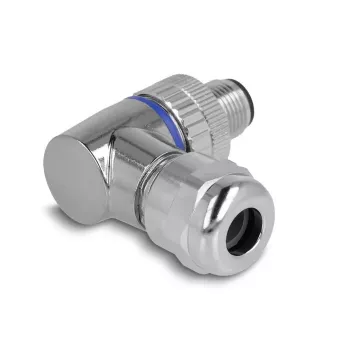 DeLOCK M12 jungtis A-koduotas 4 kontaktų kištukas 90° lenktas metalinis