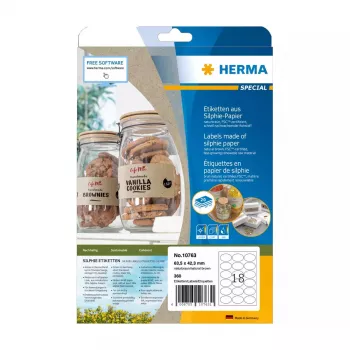 Lipnūs etiketės HERMA 10763 Permanent Brown 360 vnt Elipsė 63,5x42,3 mm