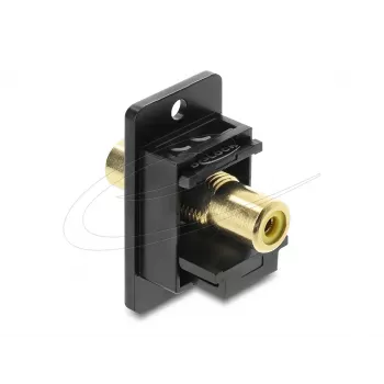 Keystone modulis DELOCK 91113 su RCA–RCA jungtimis, plokščias, juodas/geltonas