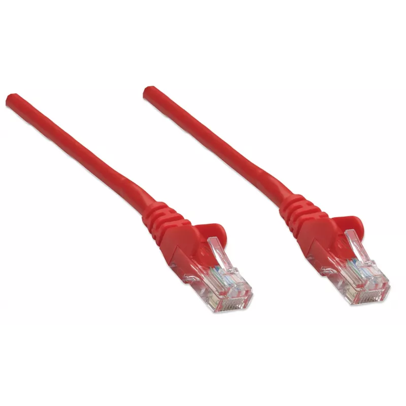 Intellinet tinklo jungiamasis laidas, Cat5e, 20 m, raudonas, CCA, U/UTP, PVC, RJ45, paauksuoti kontaktai, su apsauginiu gaubteliu, su įvore, viso gyvenimo garantija