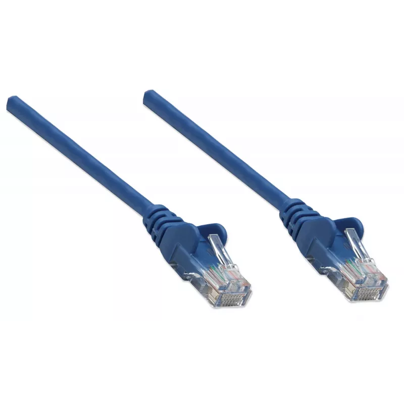 Intellinet tinklo jungiamasis kabelis, Cat5e, 20 m, mėlynas, CCA, U/UTP, PVC, RJ45, auksu dengti kontaktai, apsaugotas nuo užkliuvimo, su apsauginiu gaubteliu, viso gyvenimo garantija