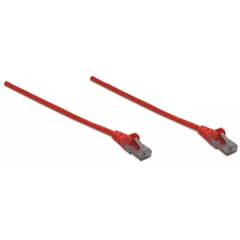 Intellinet tinklo jungiamasis laidas, Cat6, 10 m, raudonas, CCA, U/UTP, PVC, RJ45, paauksuoti kontaktai, apsaugotas nuo užsikabinimo, su gaubtuku, viso gyvenimo garantija