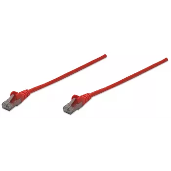 Intellinet tinklo jungiamasis laidas, Cat6, 10 m, raudonas, CCA, U/UTP, PVC, RJ45, paauksuoti kontaktai, apsaugotas nuo užsikabinimo, su gaubtuku, viso gyvenimo garantija
