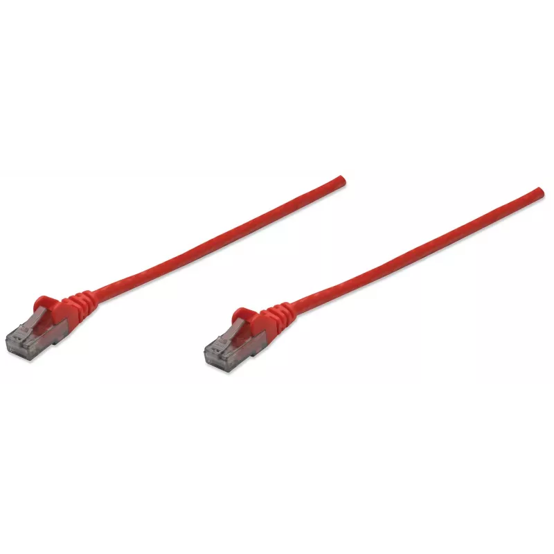 Intellinet tinklo jungiamasis laidas, Cat6, 10 m, raudonas, CCA, U/UTP, PVC, RJ45, paauksuoti kontaktai, apsaugotas nuo užsikabinimo, su gaubtuku, viso gyvenimo garantija