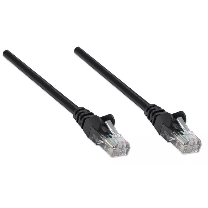 Intellinet tinklo jungiamasis laidas, Cat6, 7,5 m, juodas, CCA, U/UTP, PVC, RJ45, auksuoti kontaktai, be užkabinimo, su gaubtuku, viso gyvenimo garantija