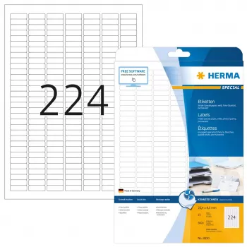 HERMA inkjet lipdukai A4 25,4x8,5 mm baltas matinis popierius 5600 vnt.