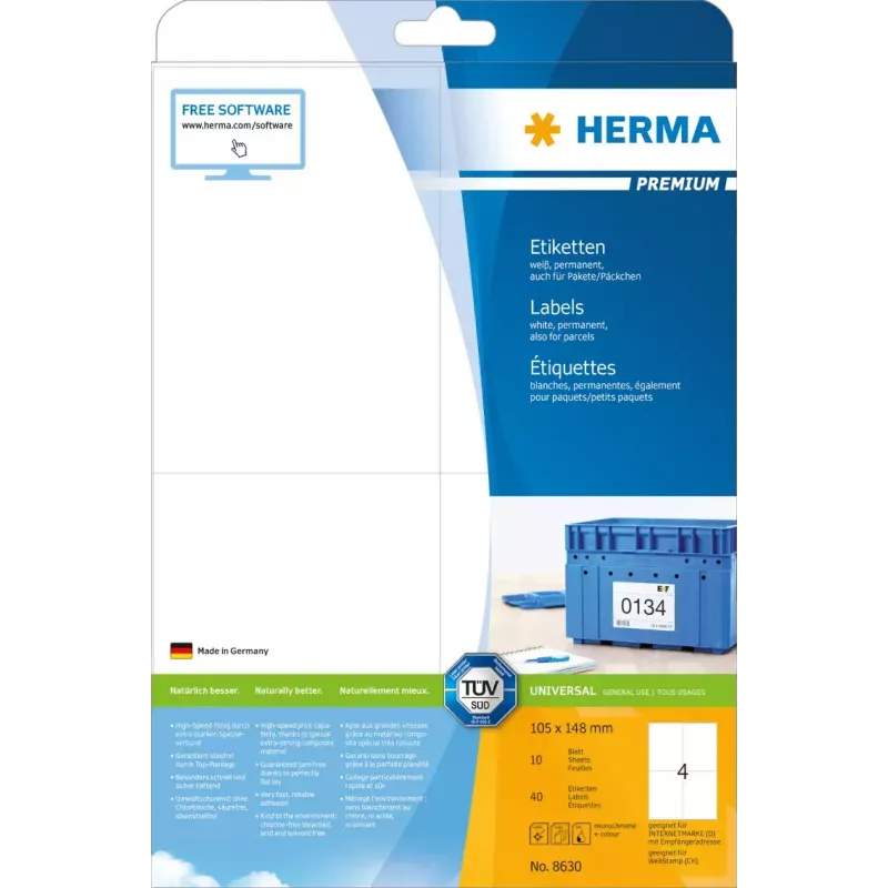 Lipnūs etikečių lapai HERMA 8630 A4 105x148 mm