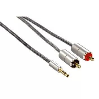 Garso kabelis Hama 00080864 1m 3,5mm – 2x RCA sidabrinis