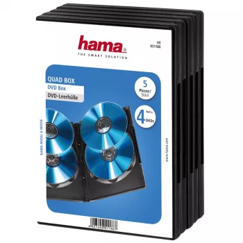 Hama DVD Quad Box, juoda, 5 vienetų pakuotė