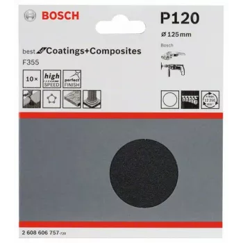 Bosch 2 608 606 757 šlifavimo lapelis, itin smulkus P120, 10 vnt.