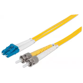 Intellinet Fiber Optic Patch Cable, OS2, LC/ST, 5m, Geltona, Dupleksas, Vienmodis, 9/125 µm, LSZH, Pluoštas, Viso gyvenimo garantija
