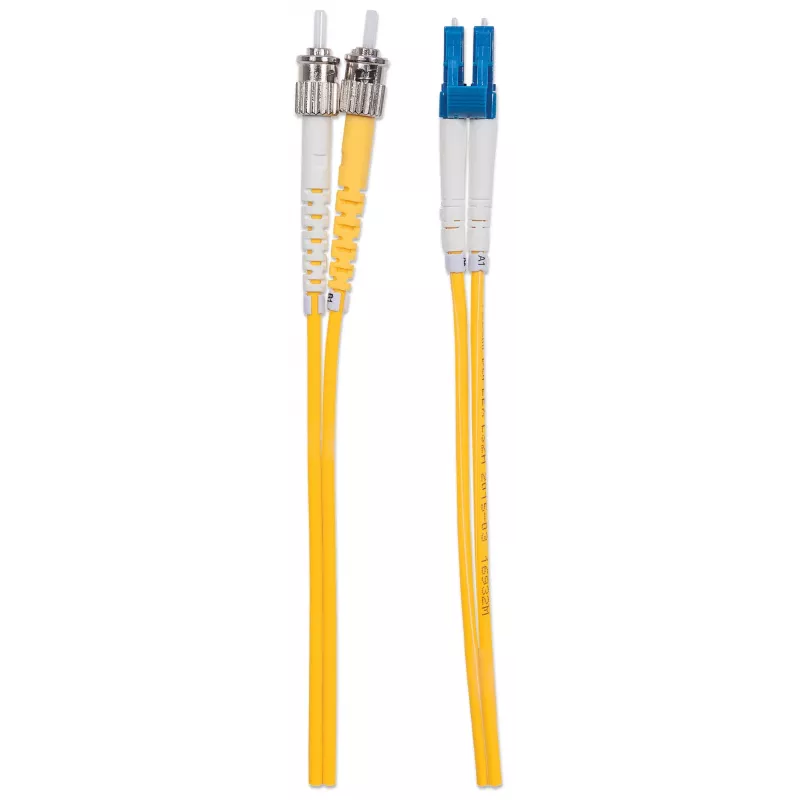 Intellinet Fiber Optic Patch Cable, OS2, LC/ST, 5m, Geltona, Dupleksas, Vienmodis, 9/125 µm, LSZH, Pluoštas, Viso gyvenimo garantija