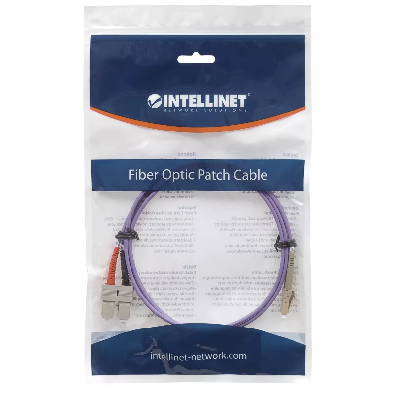 Intellinet Fiber Optic Patch Cable OM4 LC/SC 20m Violet Duplex Multimode 50/125 µm LSZH šviesolaidinis laidas