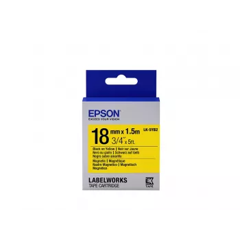 Epson lipdukų kasetė magnetinė LK-5YB2 juoda/geltona 18mm (1,5m)