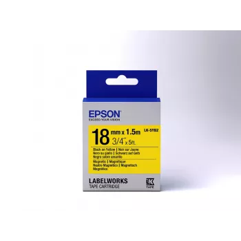 Epson lipdukų kasetė magnetinė LK-5YB2 juoda/geltona 18mm (1,5m)