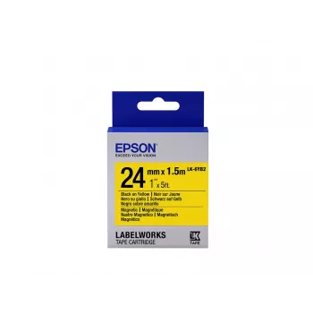 Epson LK-6YB2 magnetinė etikečių kasetė juoda/geltona 24mm (1,5m)