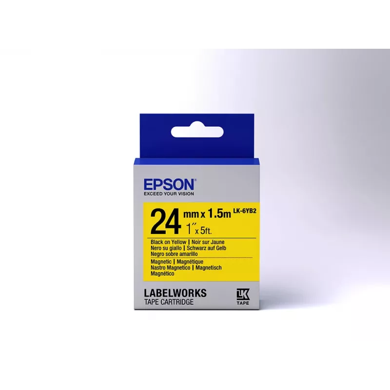Epson LK-6YB2 magnetinė etikečių kasetė juoda/geltona 24mm (1,5m)