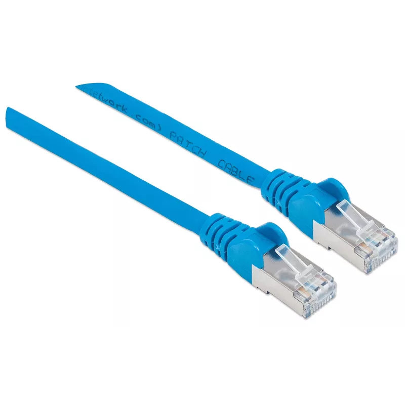 Intellinet tinklo jungiamasis laidas, Cat6A, 15 m, mėlynas, varis, S/FTP, LSOH / LSZH, PVC, RJ45, paauksuoti kontaktai, be užkablių, su gaubtuku, garantija visam laikui