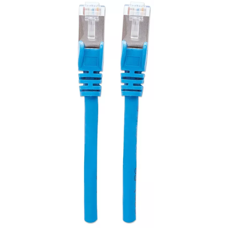 Intellinet tinklo jungiamasis laidas, Cat6A, 15 m, mėlynas, varis, S/FTP, LSOH / LSZH, PVC, RJ45, paauksuoti kontaktai, be užkablių, su gaubtuku, garantija visam laikui