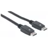 Manhattan DisplayPort 1.1 laidas, 4K@60Hz, 10m, Kištukas-Kištukas, su fiksatoriais, visiškai ekranuotas, juodas, garantija visam laikui