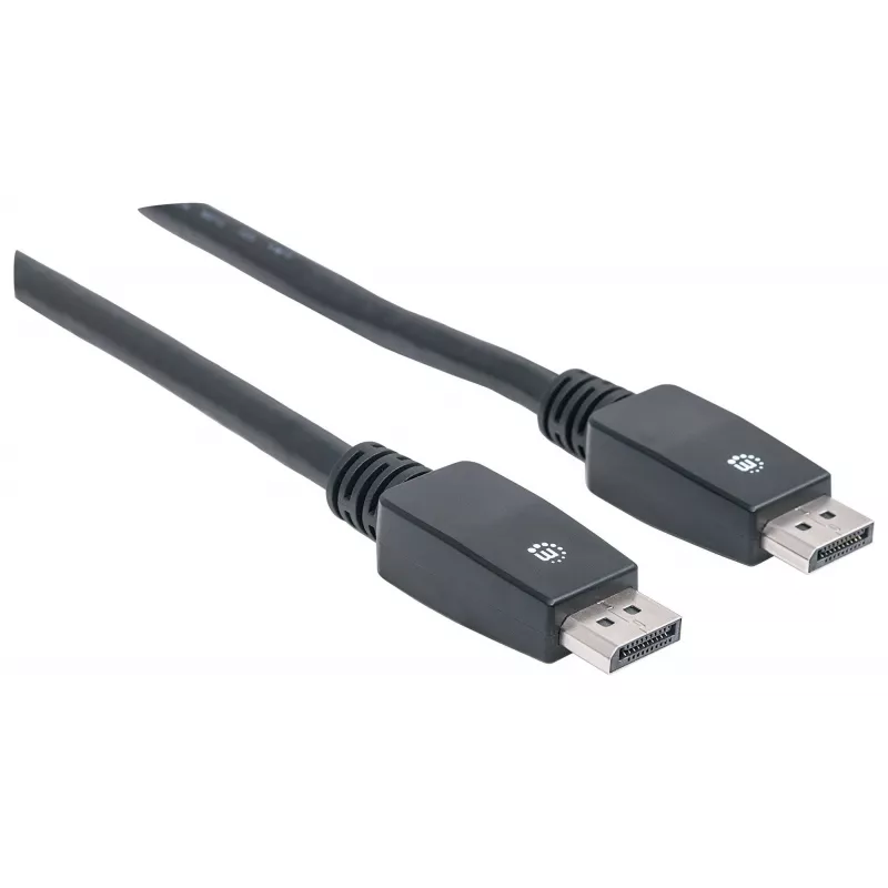 Manhattan DisplayPort 1.1 laidas, 4K@60Hz, 10m, Kištukas-Kištukas, su fiksatoriais, visiškai ekranuotas, juodas, garantija visam laikui