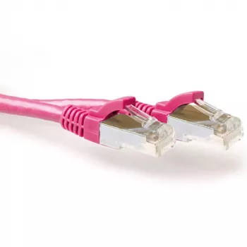 ACT Pink 2.00 m SFTP CAT6A jungiamasis kabelis su apsauga nuo užkliuvimo ir RJ45 jungtimis