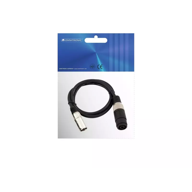 Audio kabelis Omnitronic 30225590 Speakon XLR 1m Juodas