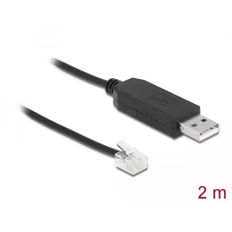 USB 2.0 į RJ12 RS-232 adapteris (kabelis) DeLOCK 66737, 2 m