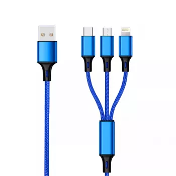 USB laidas 2GO 797151 1,5 m USB B USB-C/Micro-USB B/Lightning juodas mėlynas