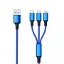 USB laidas 2GO 797151 1,5 m USB B USB-C/Micro-USB B/Lightning juodas mėlynas