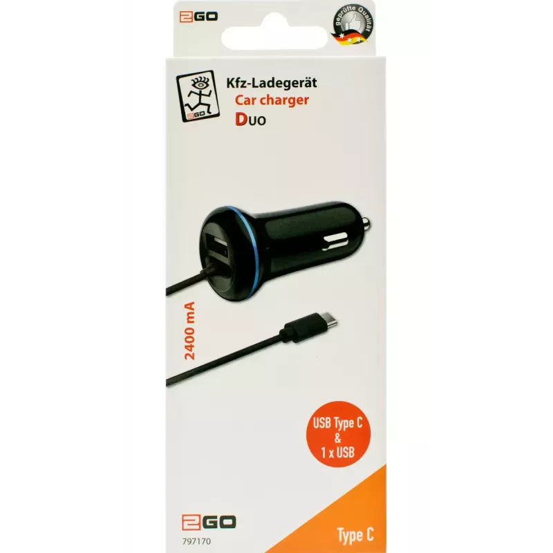 Automobilinis įkroviklis 2GO 797170 Universal Black Cigar Lighter Auto 12/24V USB 1,4 m